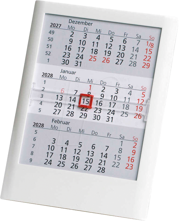 TEK 2027-2028WS - Tischkalender Einsteckkalender 2027/2028, weiß