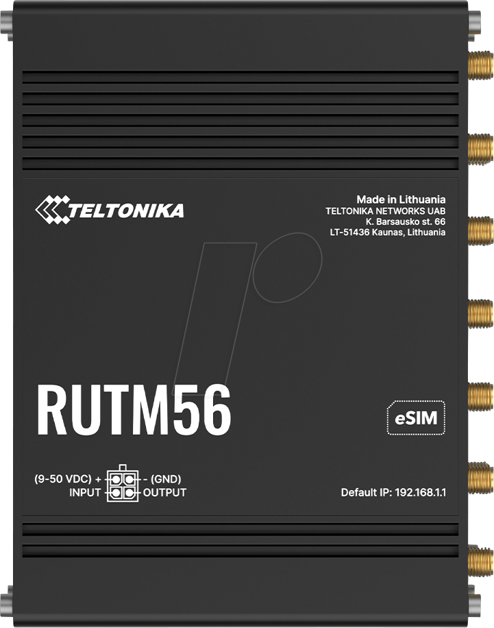 Teltonika RUTM56 - wireless router - WWAN - Wi-Fi 5 - 5G 4G 3G 2G - DIN rail mountable wall-mountable surface-mountable - Wireless router 802.11a/b/g/n/Wi-Fi 5 Wave 2