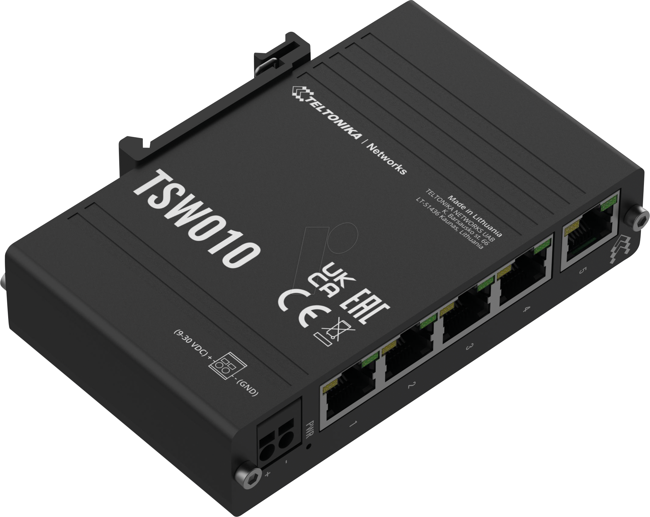 TELTONIKA TSW010 - Switch, 5-Port, Fast Ethernet, DIN-Halterung