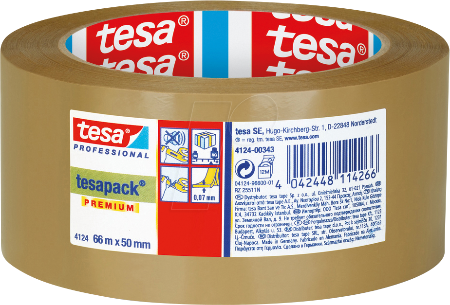 TESA 04124-00343 - tesapack® Professional, PVC, 66 m x 50 mm, braun