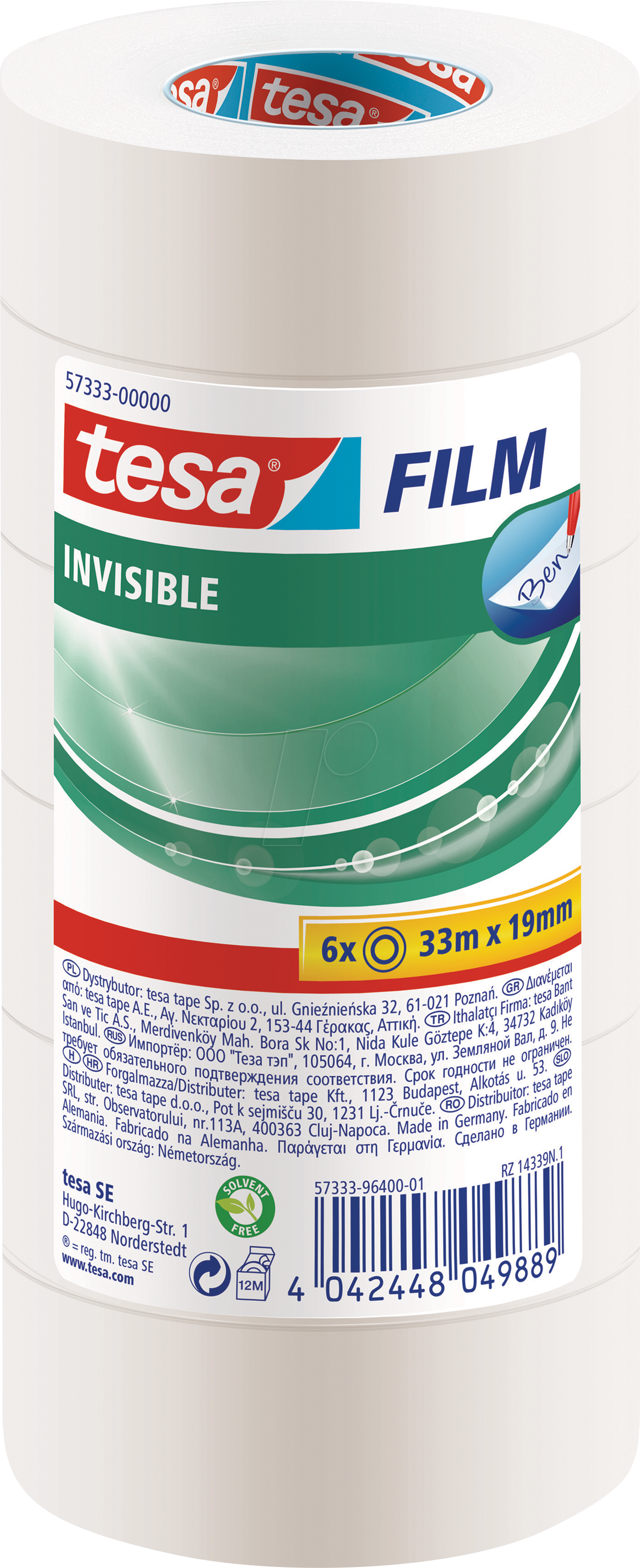 TESA 57333 - tesafilm® invisible, 33 m x 19 mm, 6 Rollen