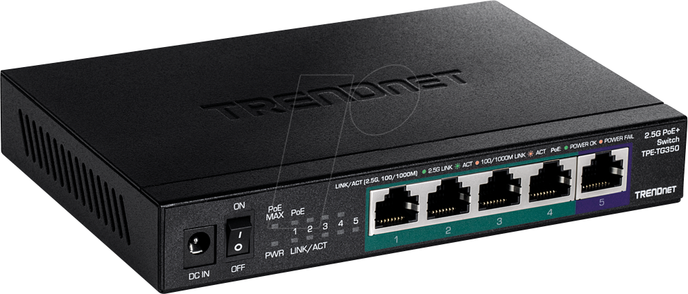 TRN TPE-TG350 - Switch, 5-Port, 2,5 Gigabit Ethernet, PoE+