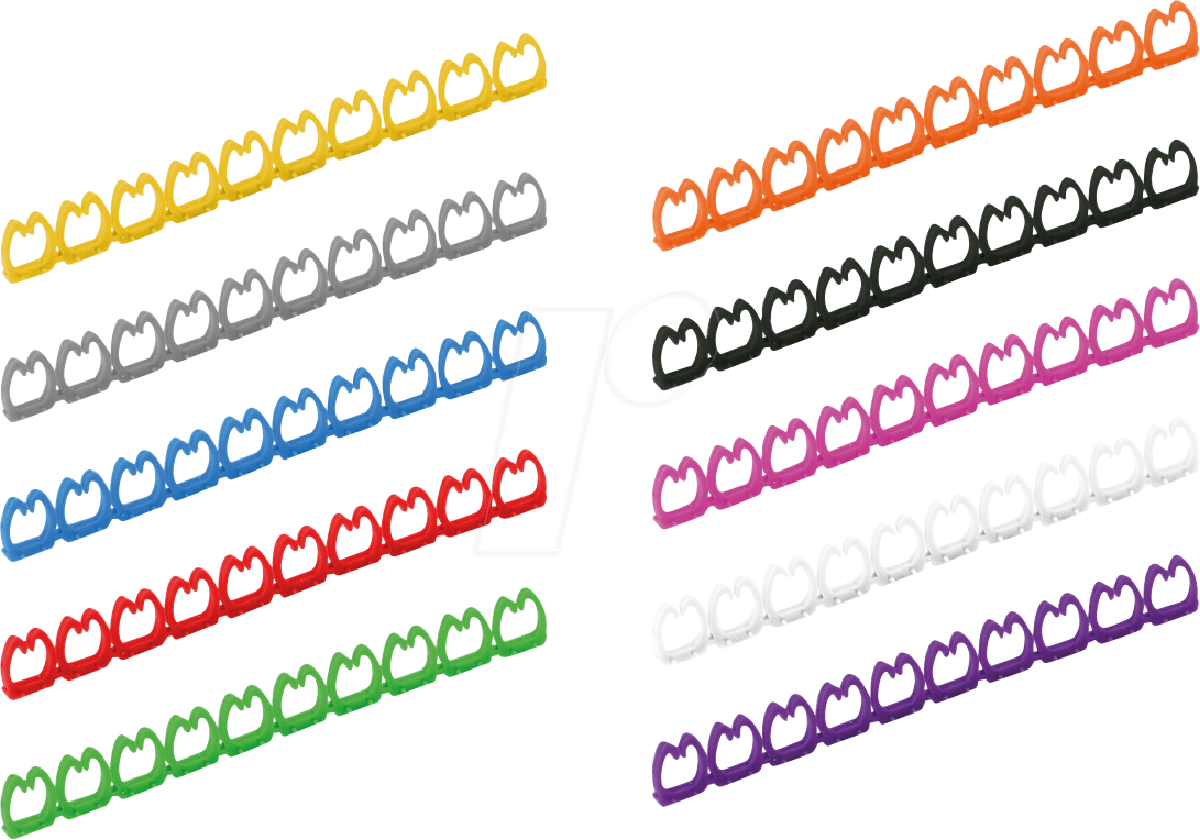 7630049634466 - 25995256 - Kabelringe für Patchkabel 5 - 65 mm 100 Stück mehrfarbig