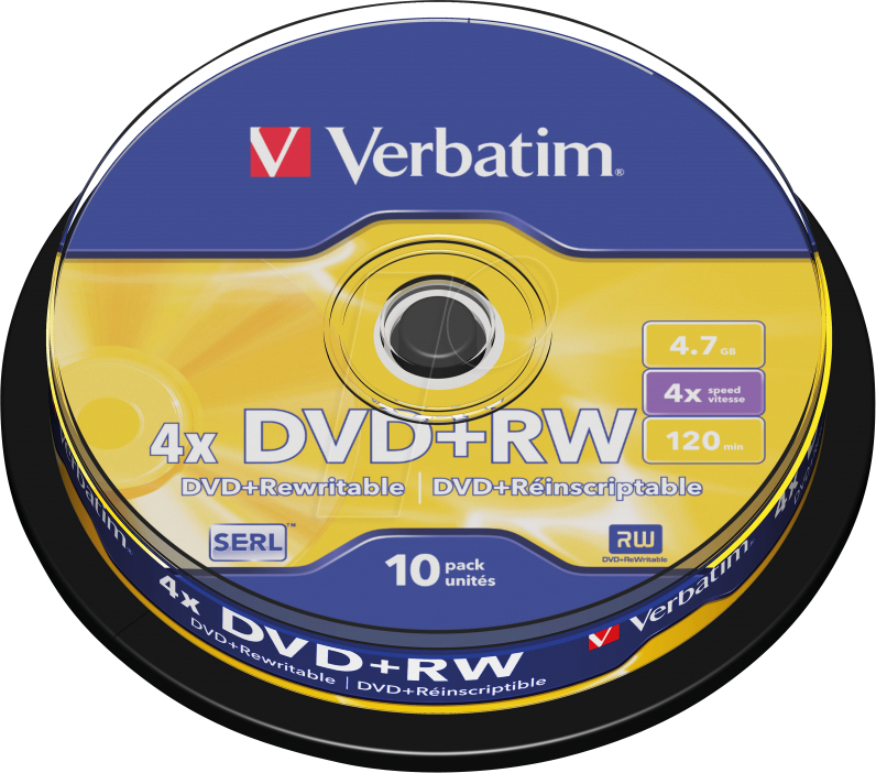 VERBATIM 43488 - DVD+RW 4,7 GB, matt, 10er Pack Spindel