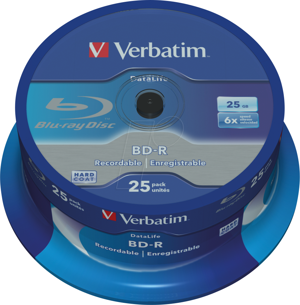 VERBATIM 43837 - BD-R SL Datalife, 25GB, 6x, 25er Spindel