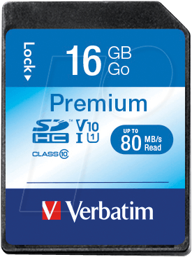 VERBATIM 43962 - SDHC-Speicherkarte 16GB, Verbatim Class 10 - U1
