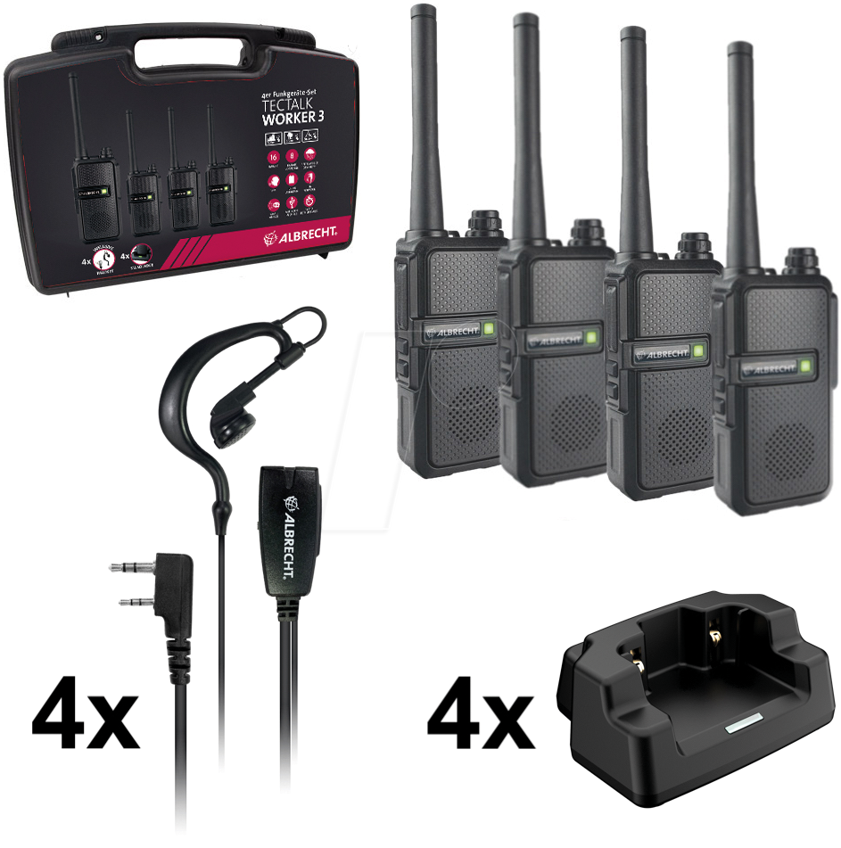 4032661298263 - Tectalk Worker 3 - Tragbar - Zwei-Wege FunkgerÃ¤t - PMR - 446 MHz - 16 KanÃ¤le (Packung mit 4)