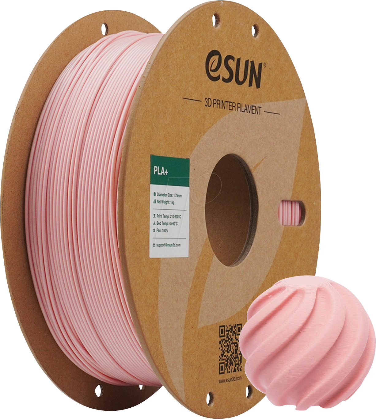 ESUN 72216471 - Filament, PLA+, 1,75 mm, pfirsichrosa, 1 kg
