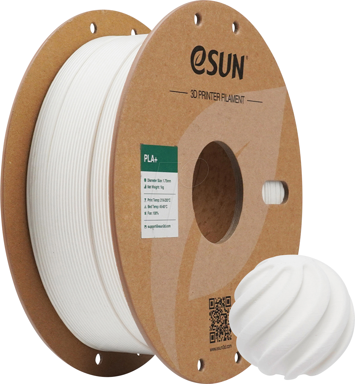 ESUN 72216488 - Filament, PLA+, 1,75 mm, milchweiß, 1 kg