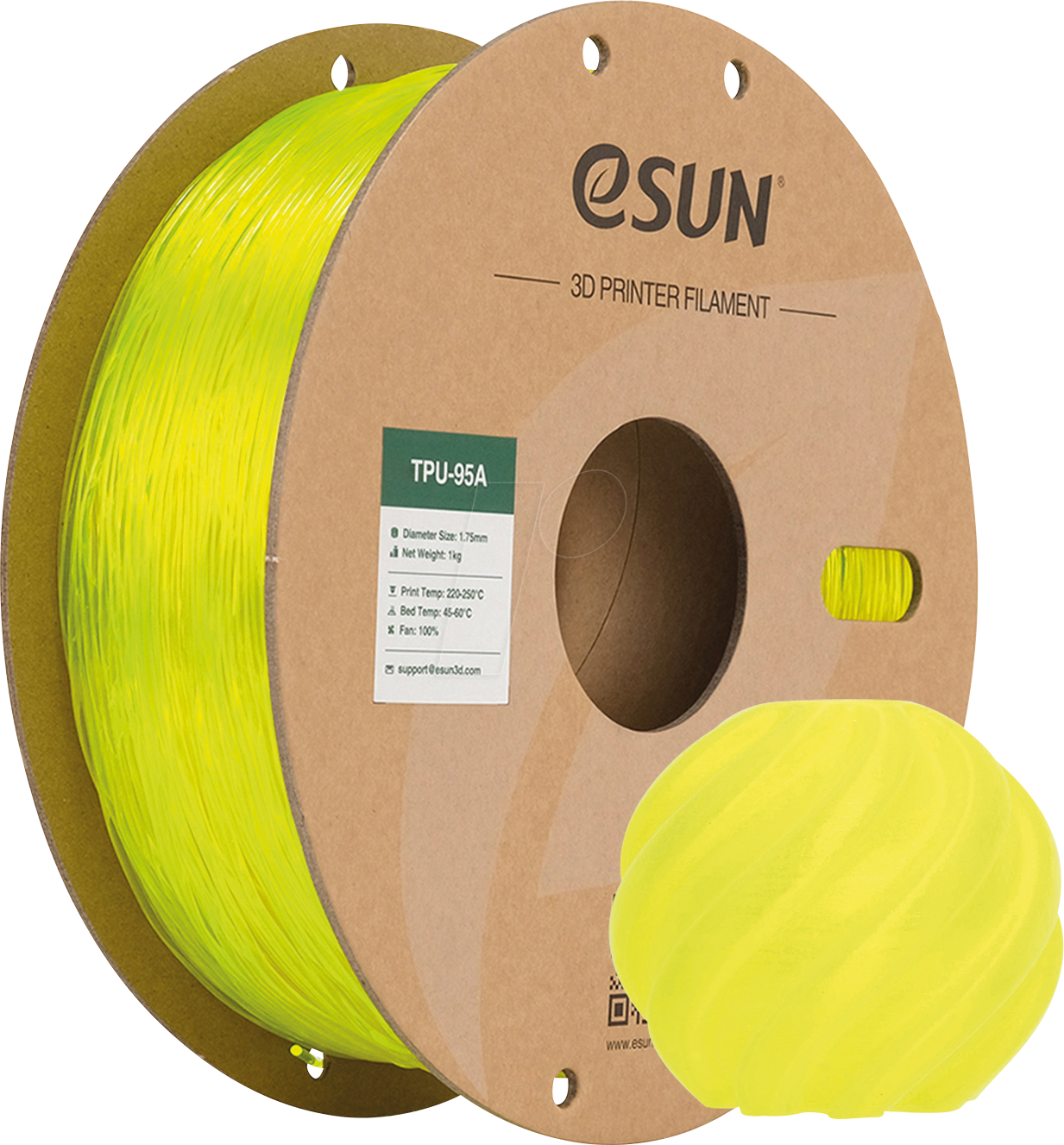 6922572277069 - 72277069 - Filament TPU-95A 175 mm durchscheinendes gelb 1 kg