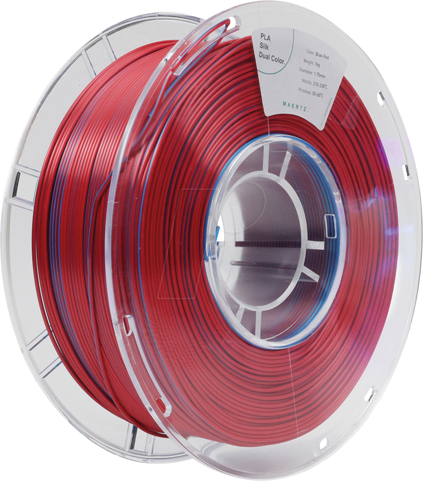 0093988902022 - PMMA-1021-001 - Filament PLA Silk zweifarbig Blau-Rot 175 mm 1 kg