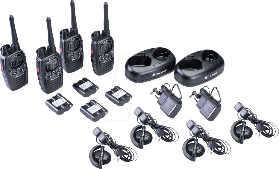 8011869203923 - G7 Pro 4er Kofferset PMR446 2x Doppelstandlader 4x MA24-L Headsets C109019 PMR-Handfunkgerät 4er Set