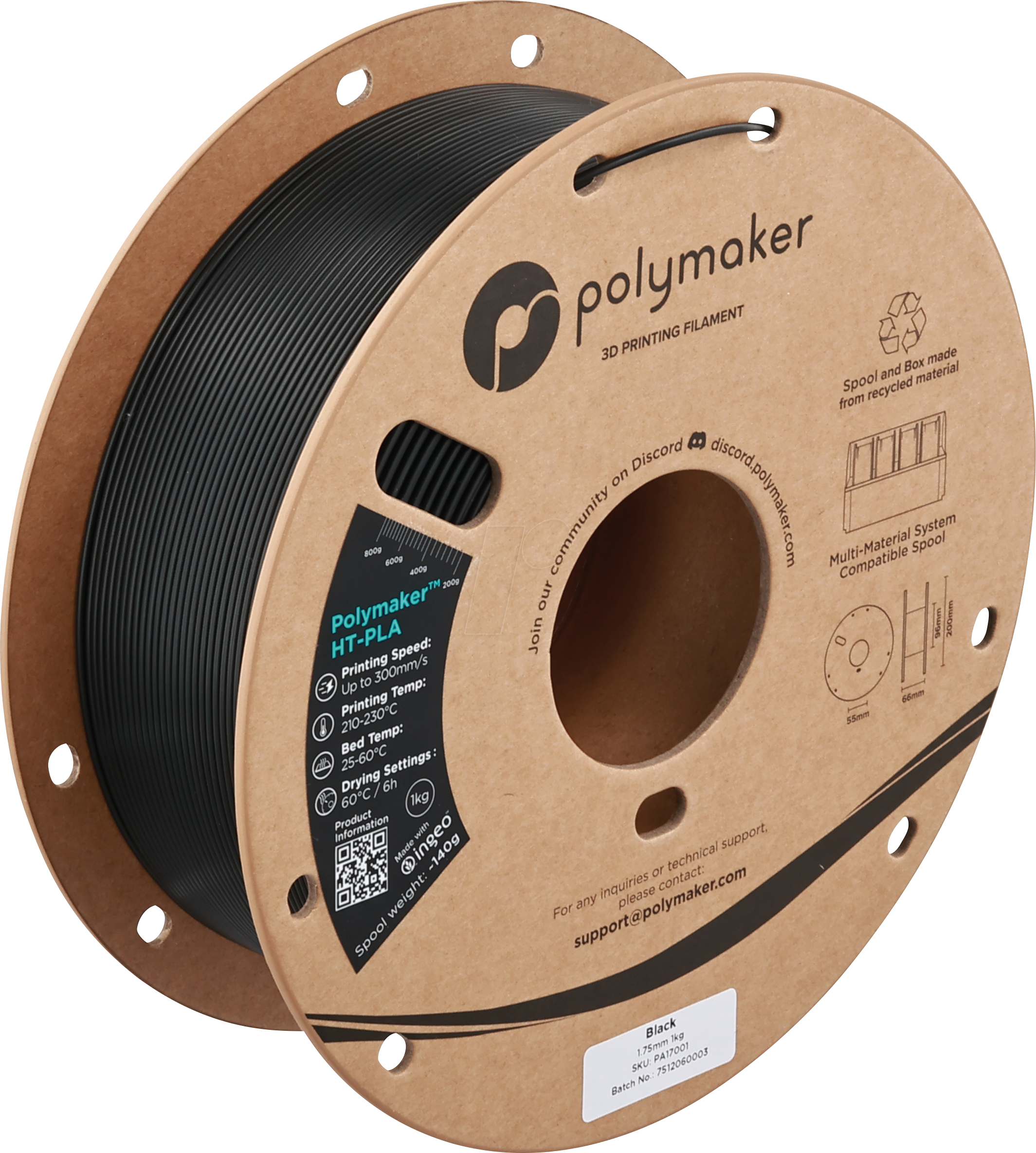 6938936716242 - POLYMAKER A17001 - Filament HT-PLA Schwarz 175 mm 1kg 6938936716242 - POLYMAKER A17001 - Filament HT-PLA Schwarz 175 mm 1kg