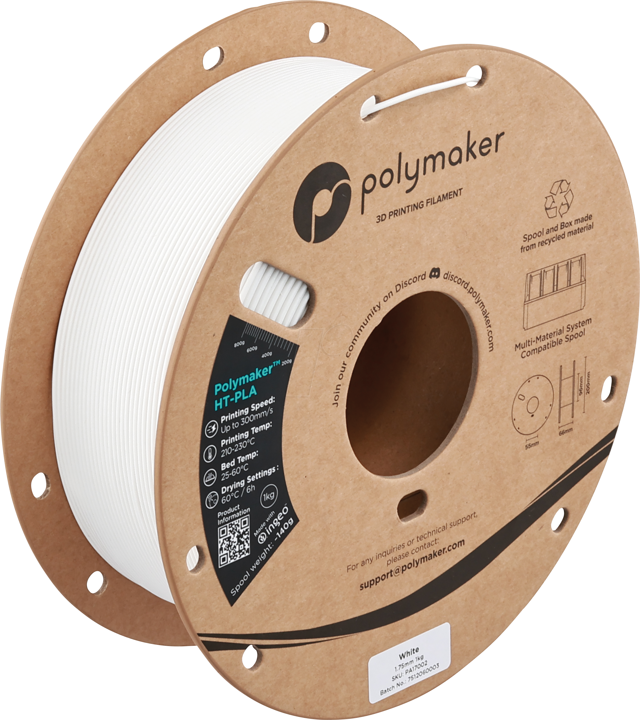 6938936716259 - POLYMAKER A17002 - Filament HT-PLA Weiss 175 mm 1kg