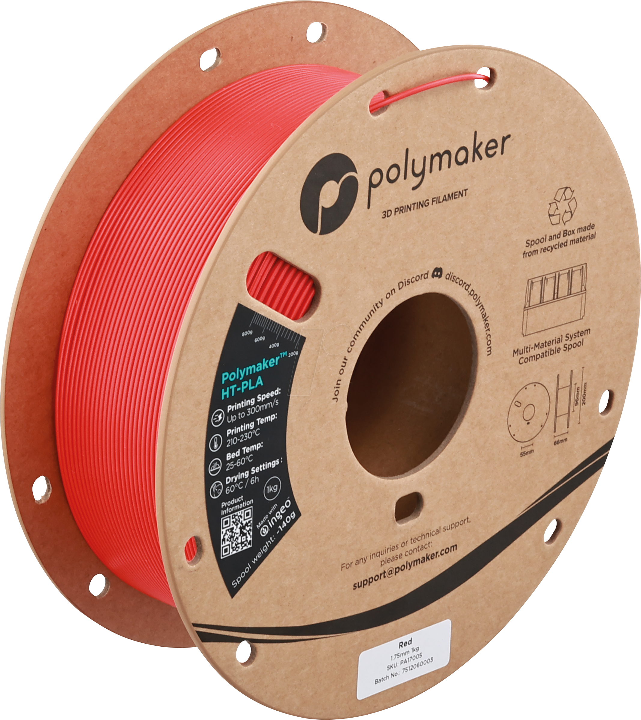 6938936716280 - POLYMAKER A17005 - Filament HT-PLA Rot 175 mm 1kg