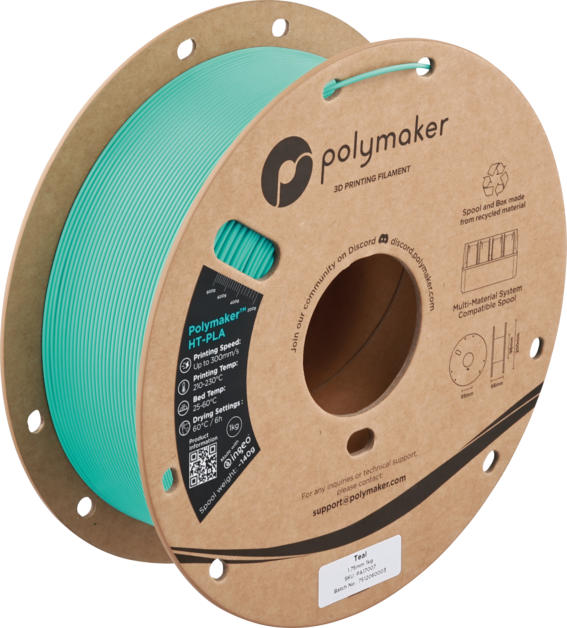 6938936716303 - POLYMAKER A17007 - Filament HT-PLA Teal 175 mm 1kg 6938936716303 - POLYMAKER A17007 - Filament HT-PLA Teal 175 mm 1kg