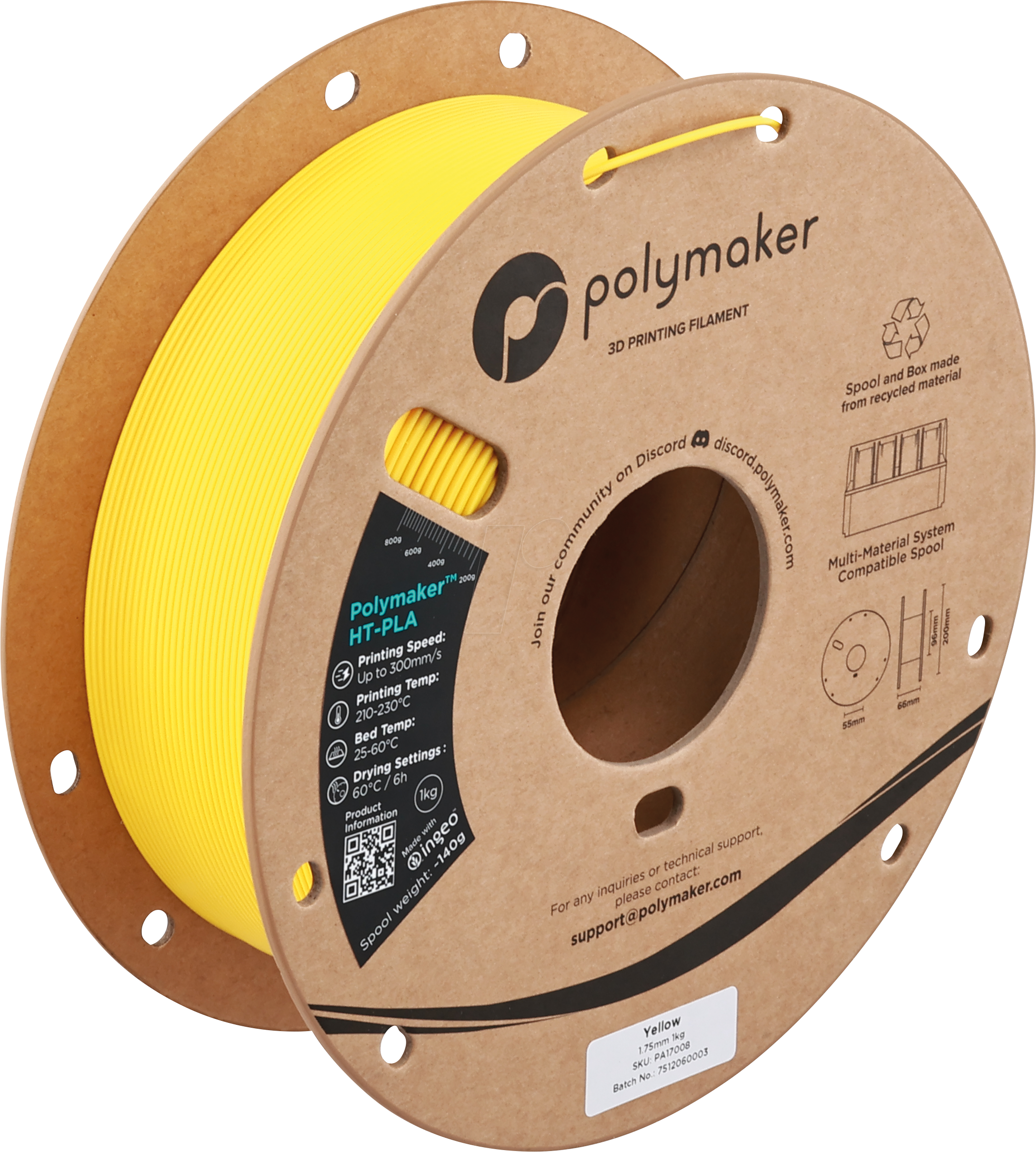 6938936716310 - POLYMAKER A17008 - Filament HT-PLA Gelb 175 mm 1kg 6938936716310 - POLYMAKER A17008 - Filament HT-PLA Gelb 175 mm 1kg
