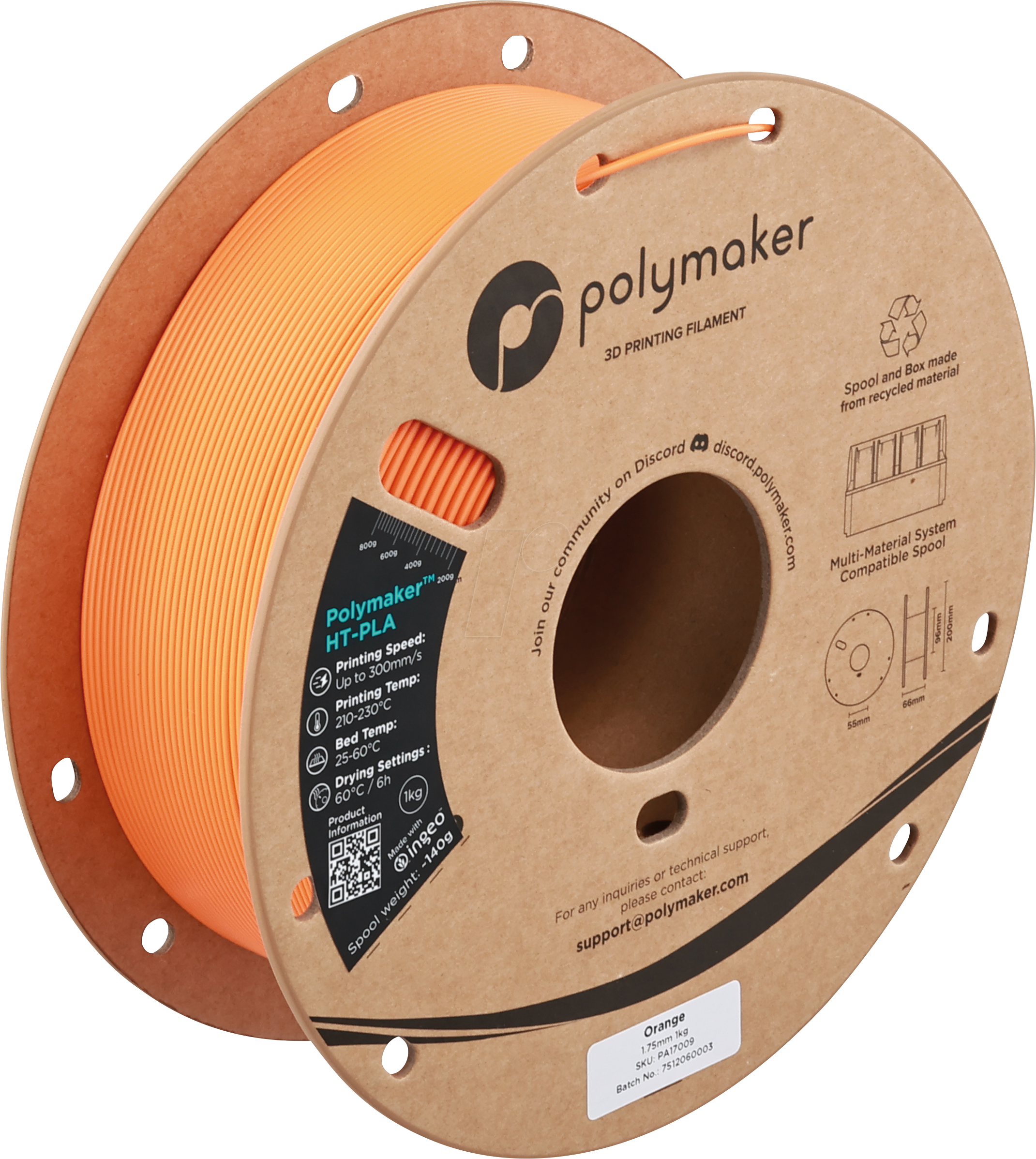 6938936716327 - POLYMAKER A17009 - Filament HT-PLA Orange 175 mm 1kg 6938936716327 - POLYMAKER A17009 - Filament HT-PLA Orange 175 mm 1kg