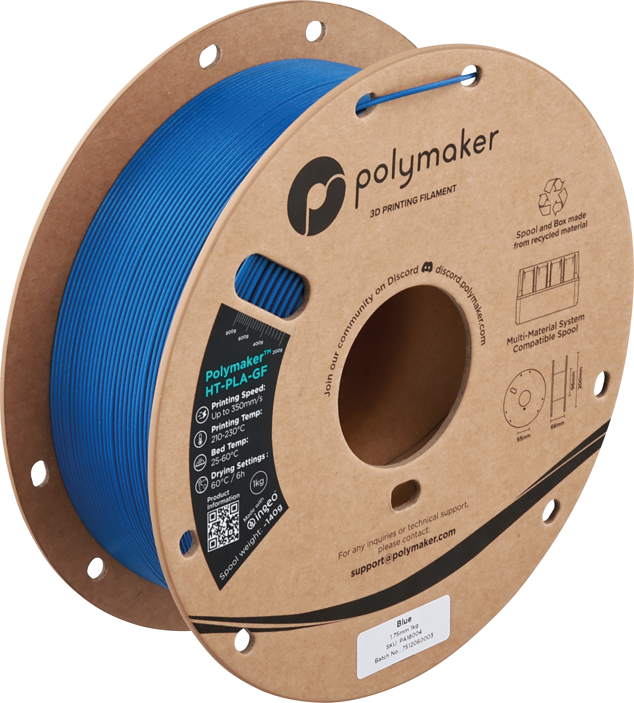 6938936716419 - POLYMAKER A18004 - Filament HT-PLA-GF Blau 175 mm 1kg