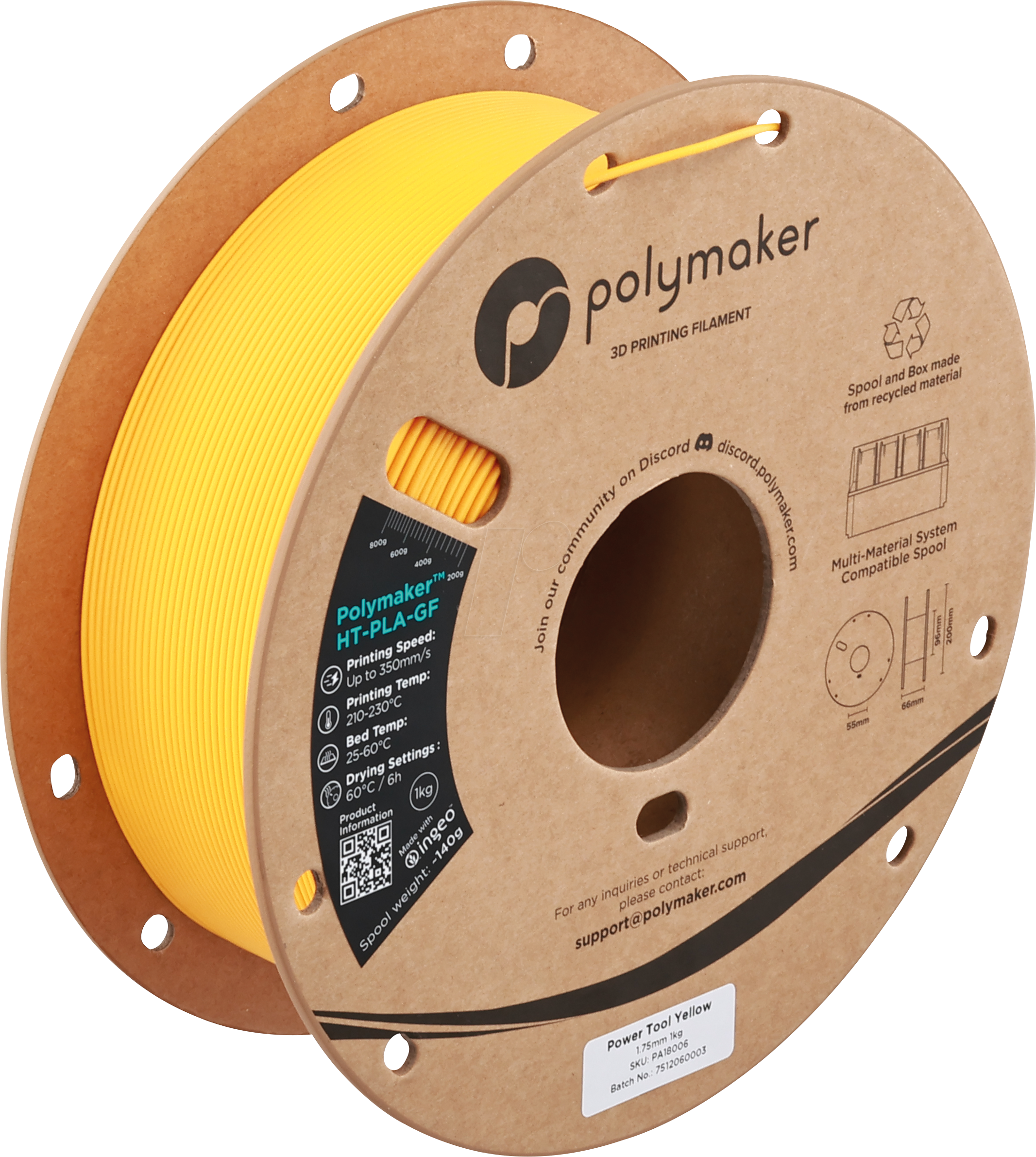6938936716433 - POLYMAKER A18006 - Filament HT-PLA-GF Power Tool Yellow 175 mm 1kg