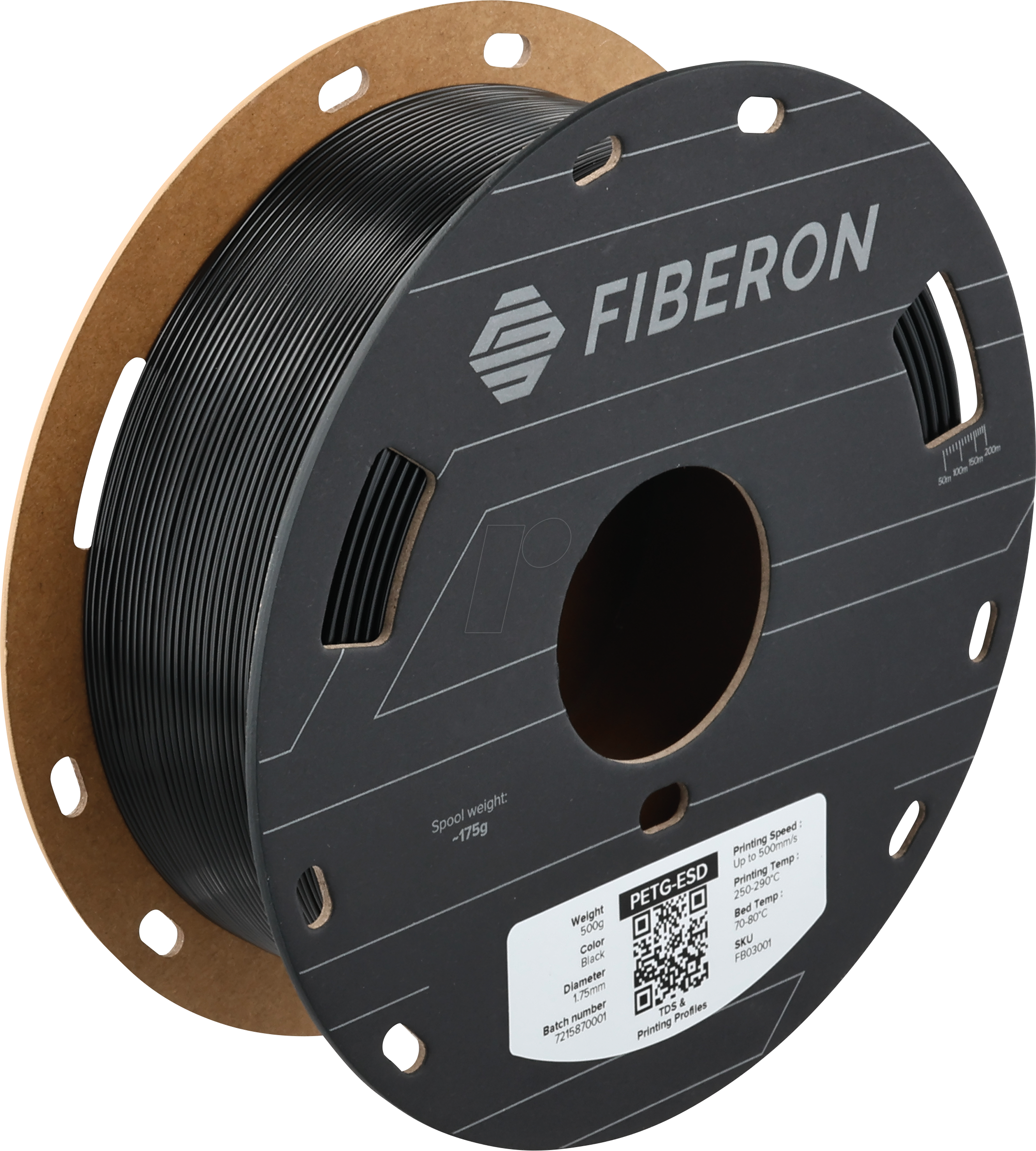 6938936714651 - POLYMAKER B03001 - Filament Fiberon PETG-ESD Black 175 mm 500g