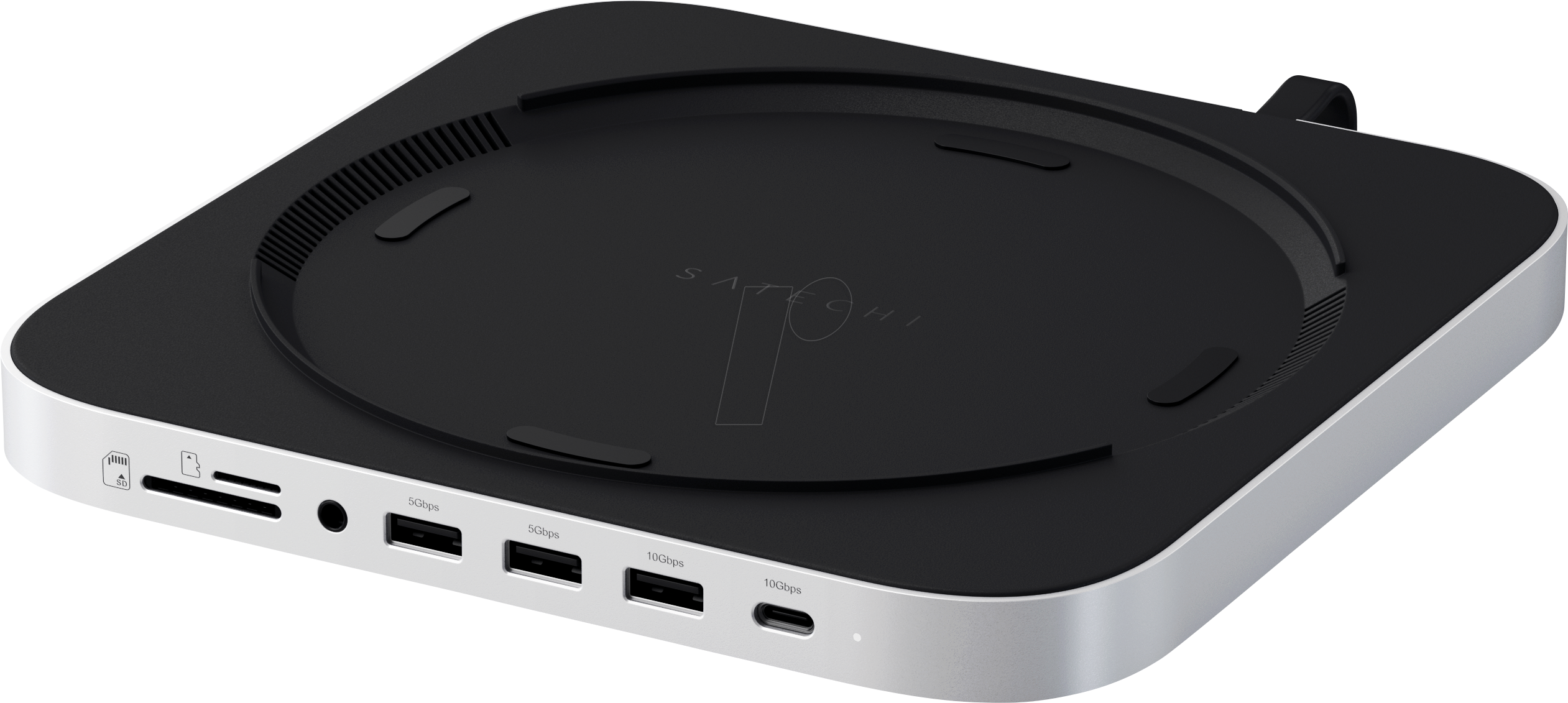Satechi Stand Hub für Mac Mini M1/M2 / Studio M1/M2 NVMe SSD Integriertes NVMe-SSD-Gehäuse, 7 Schnittstellen (1 x USB-C 3.2, 2 x USB-A 3.0, 1x USB-A 3