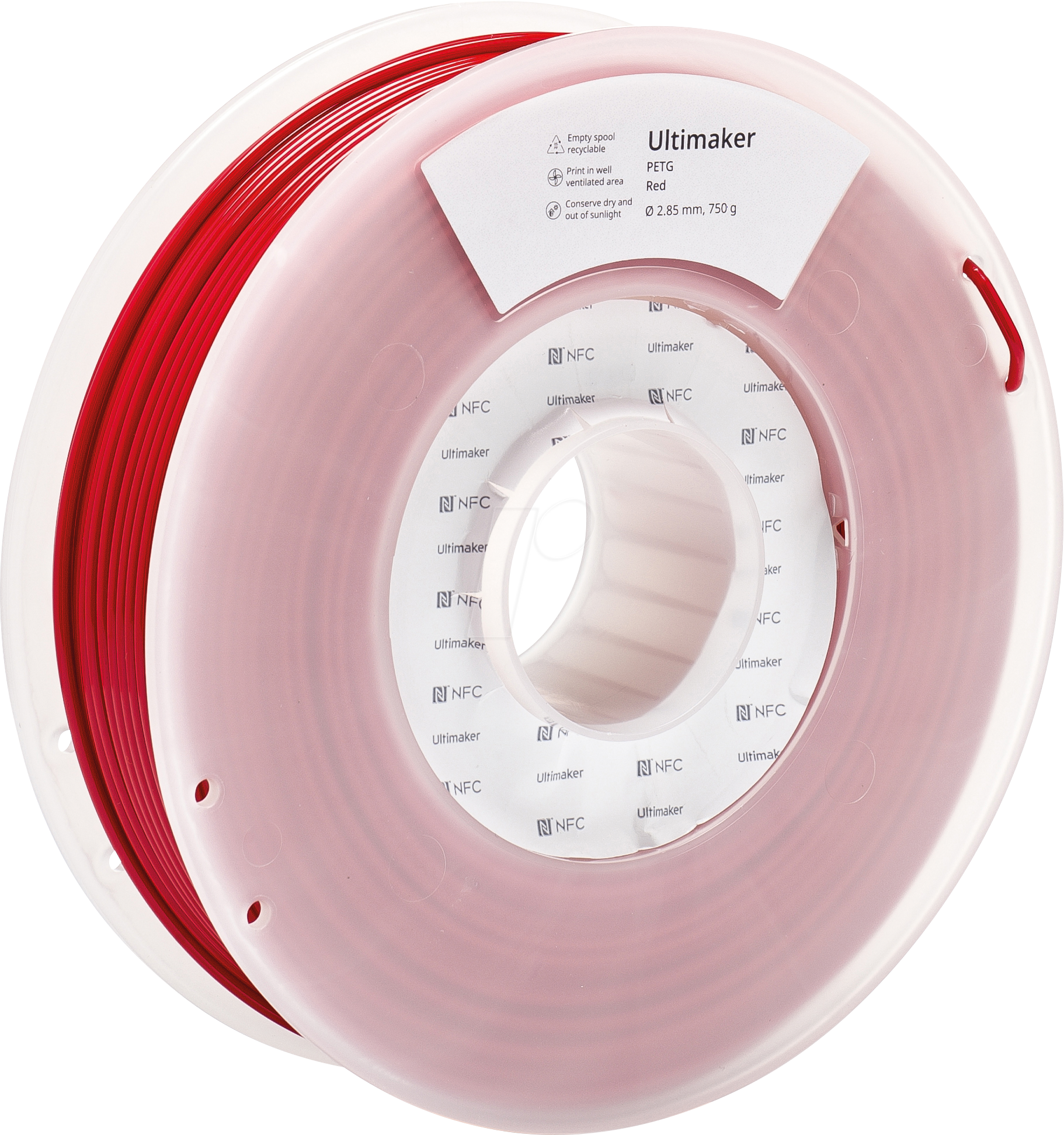 8719874983594 - UltiMaker 227336 Filament PETG chemisch beständig hitzebeständig 285 mm 750 g Rot 1 St