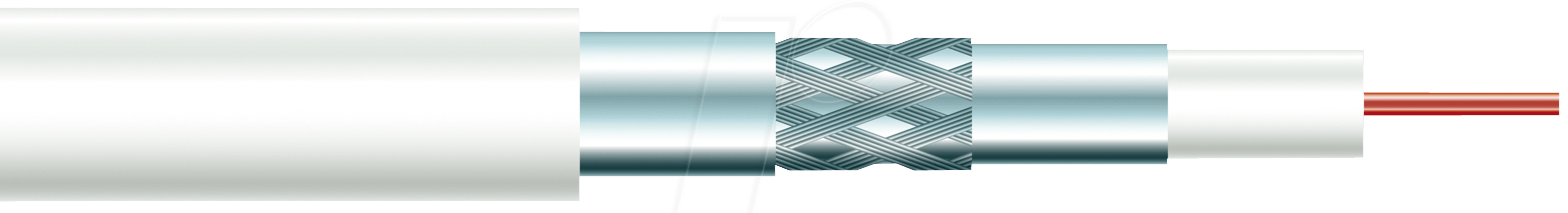 75100AKZ-3SF-10 - Koaxialkabel, Ø 6,8 mm, 120 dB, 10 m, weiß