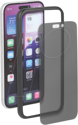 Delock Schutzfolie für iPhone 16 mit Sichtschutz aus gehärtetem Glas Anti Spy 2 Wege Blickschutz mit Installationshilfe