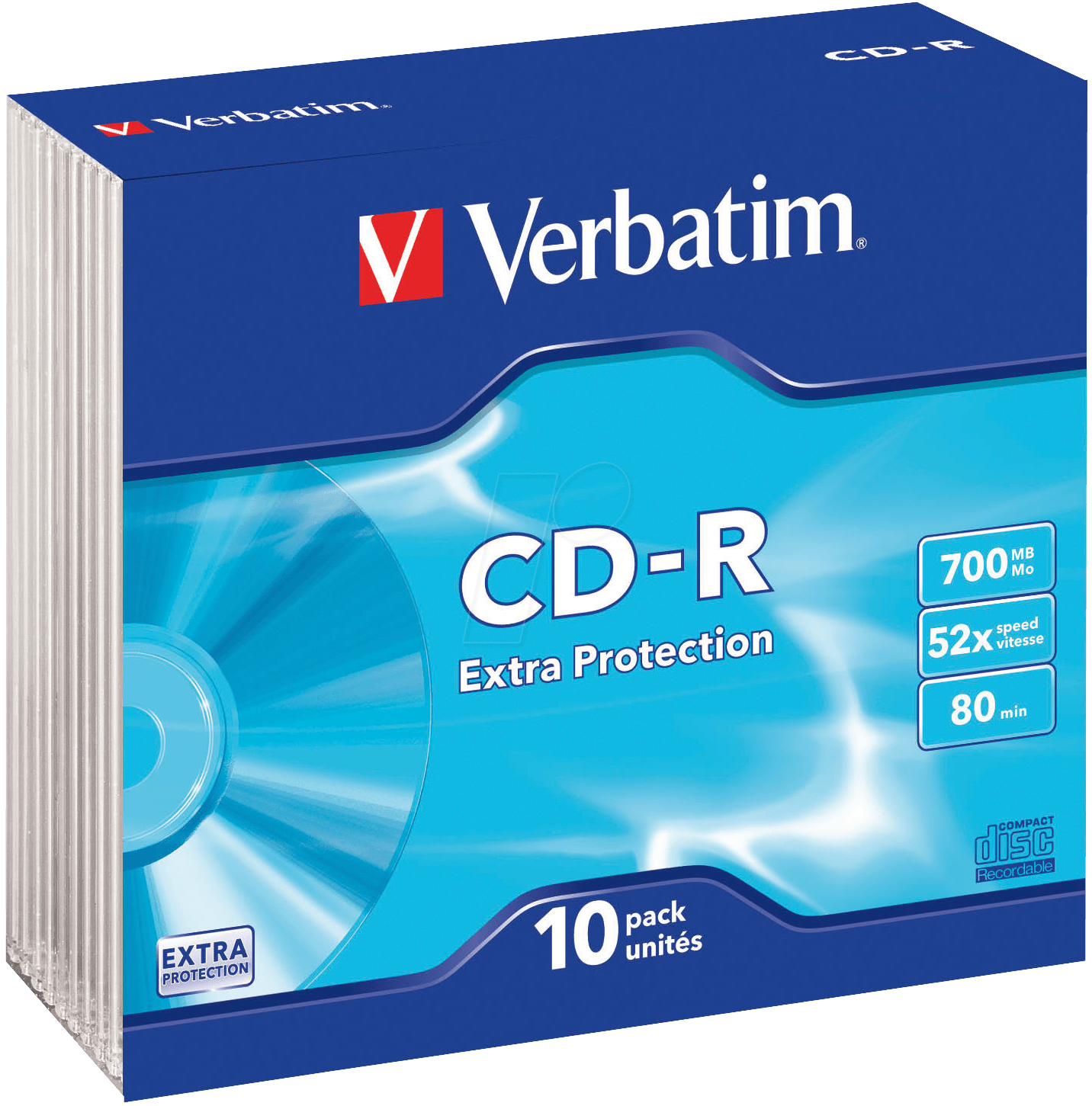 CD r Recordable verbatin Slim Pack 10 Pieces with Case 700mb 80 minutes 