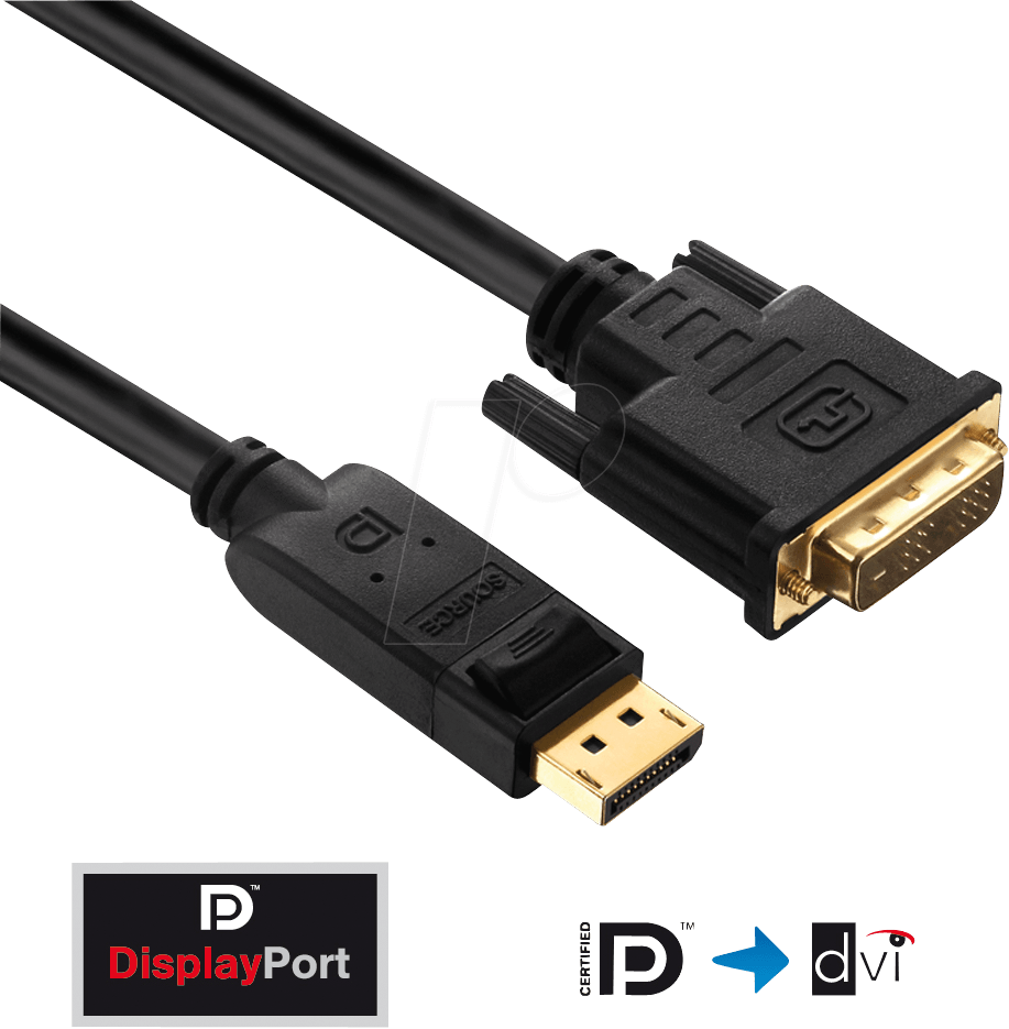 PURE PI5200-010 - Adapterkabel, DisplayPort Stecker auf DVI 18+1 Stecker, 1 m