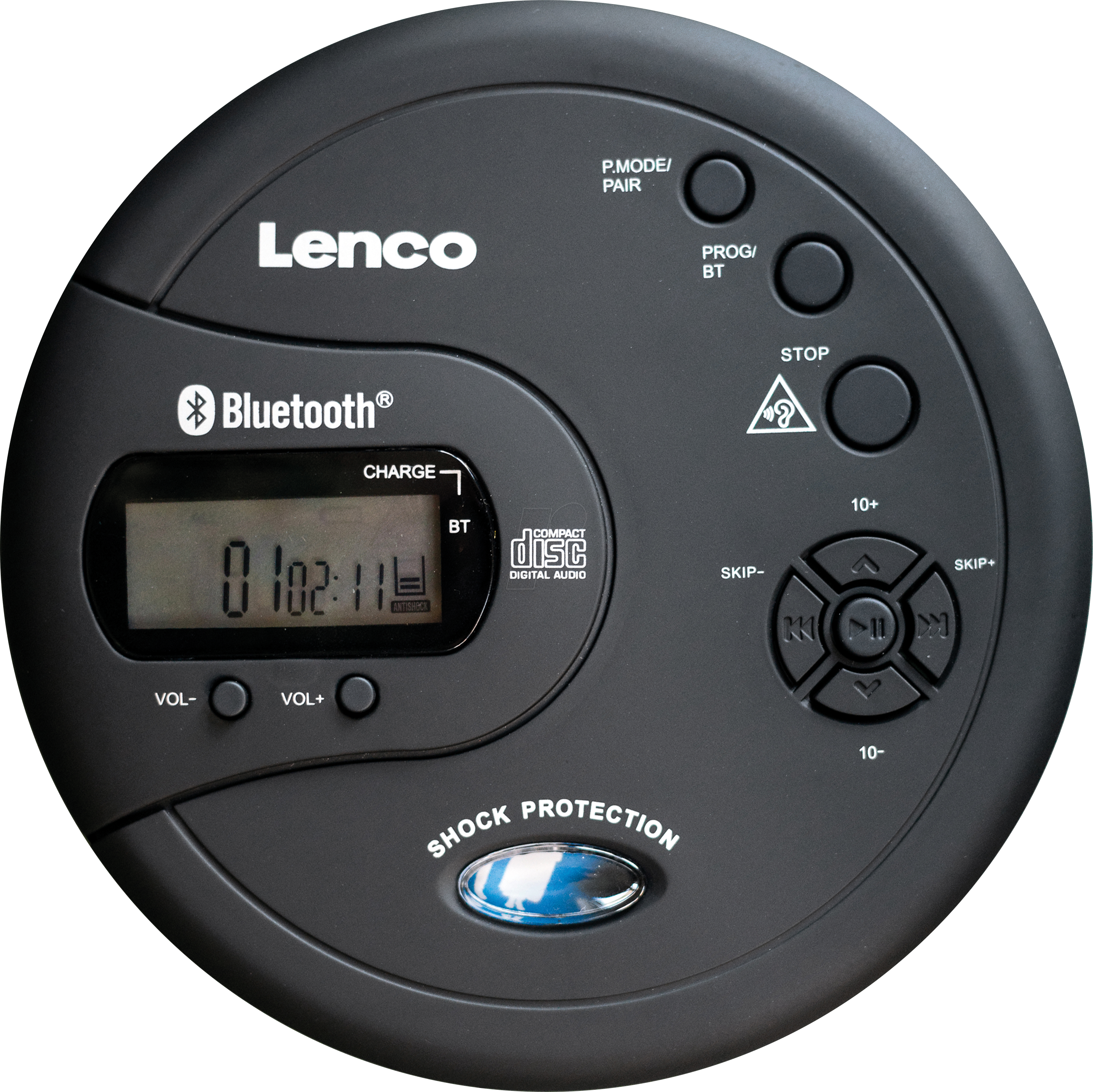 Lenco CD-300BK - Portable Bluetooth® CD-MP3 player with antishock - Black
