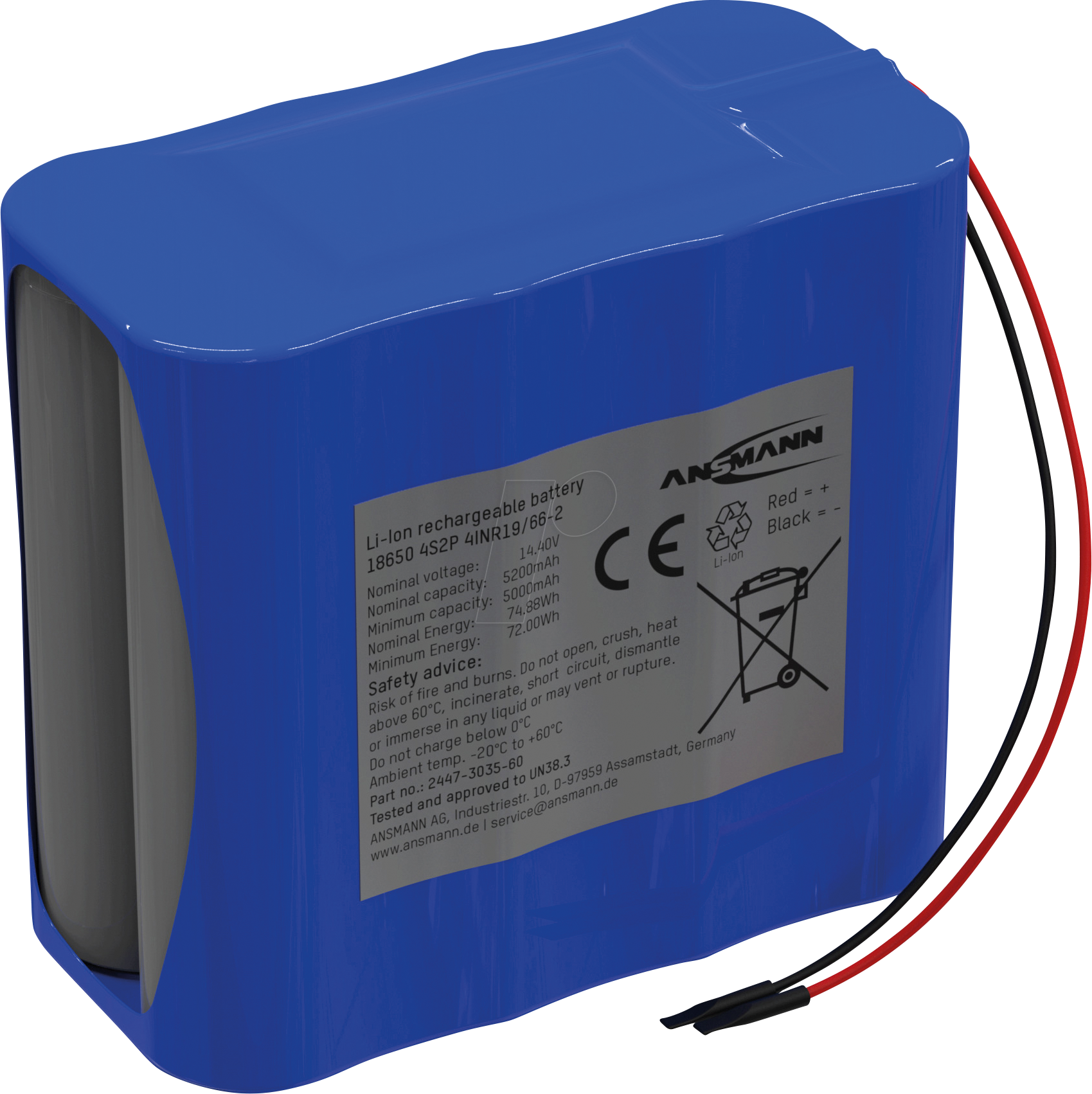 ANS 2447-3035-60 - Lithium-Ionen Akkupack, 14,54 V, 5200 mAh, 4S2P
