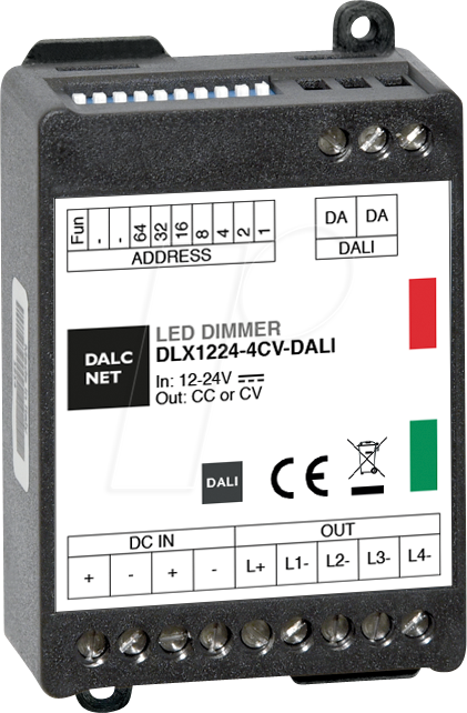 4021087091084 - DLX1224-4CV-DALI - LED-Dimmer PWM 12V-24V 5 A CV DALI 4 Ausgänge