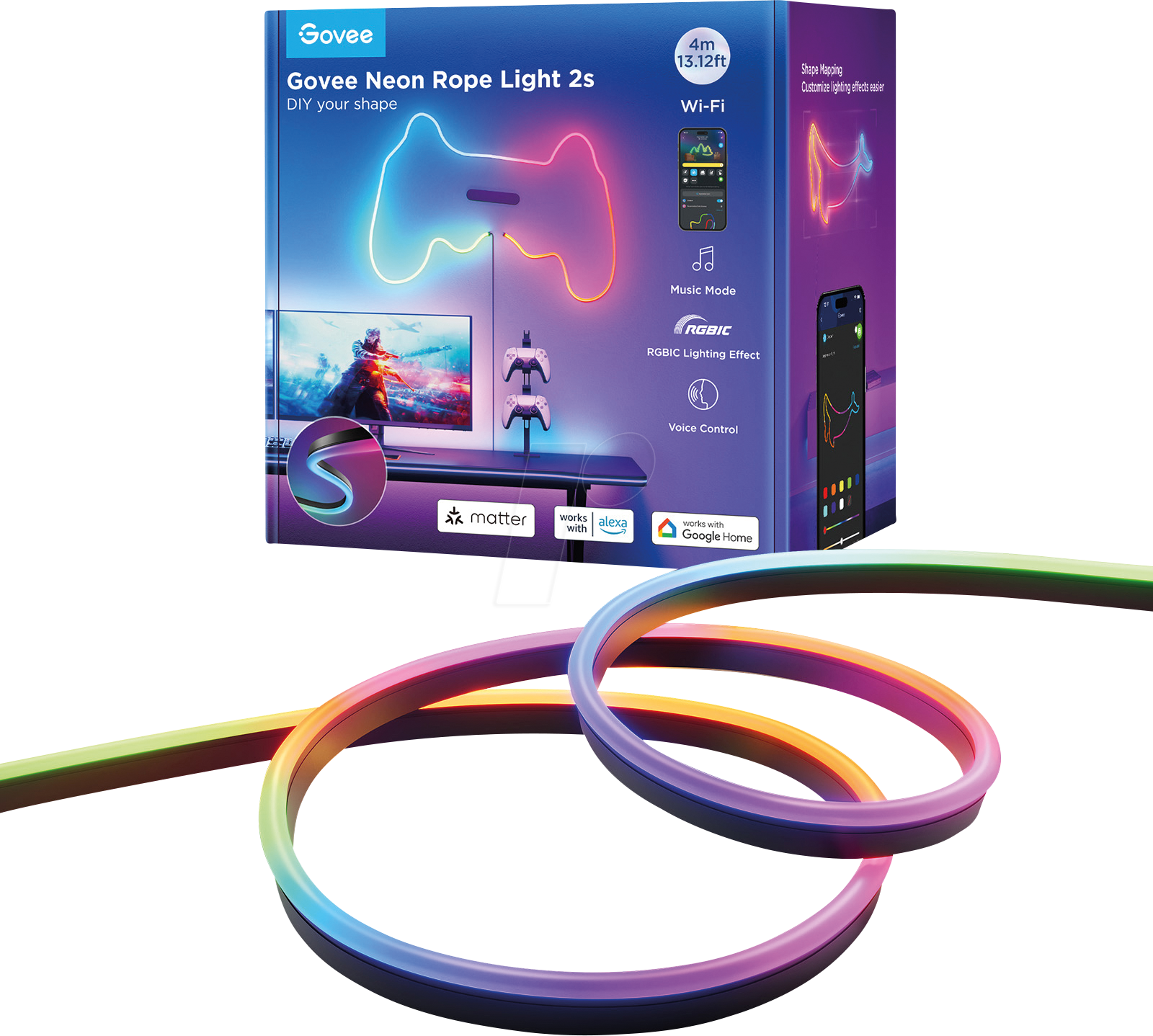 6974316999843 - H61D4-B - NEON Lichtschlauch 2 LEDs 48 W 4 m schwarz