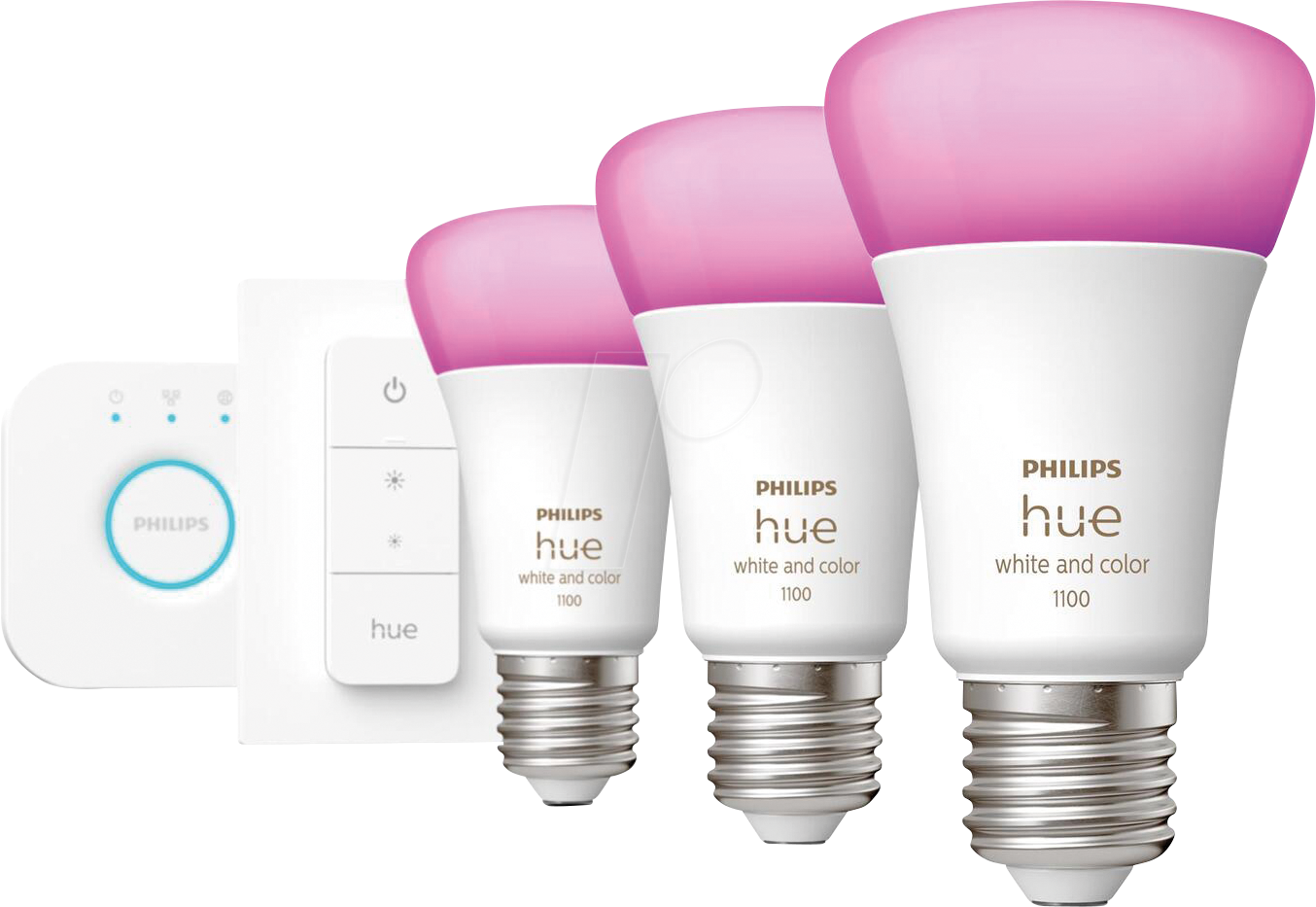 Philips Hue White & Color Ambiance Starter Kit  3x E27 A60 Bulbs + Dimmer Switch + Hue Bridge