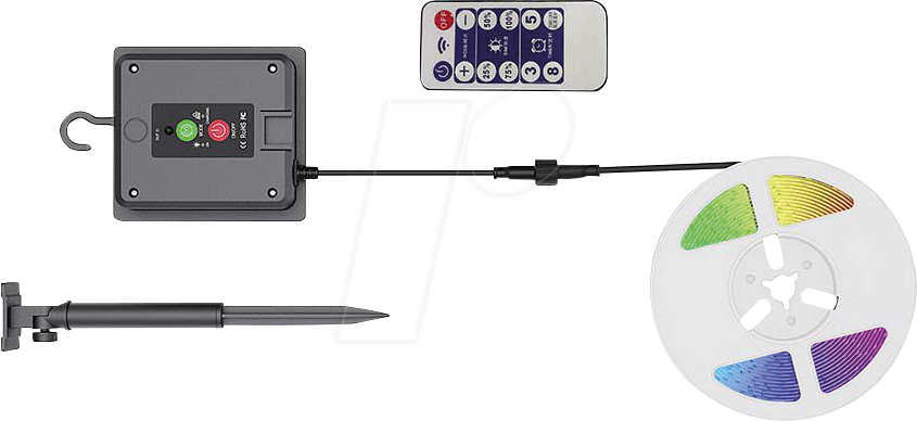 3800170209893 - V-tac - 6 w LED-Streifen mit Solarpanel und Fernbedienung Streifen-Set IP67-Spule 5 m mehrfarbiges RGB-Licht – 23045