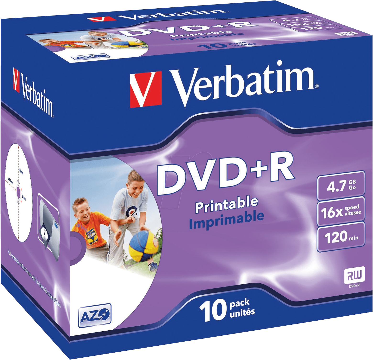 DVD+R4,7 VER10P - Verbatim DVD+R 4,7GB,10erJewelCase, printable