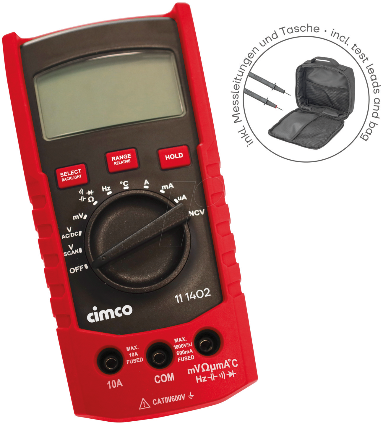 CIMCO 111491 - Multimeter, AC/DC, digital, TRMS
