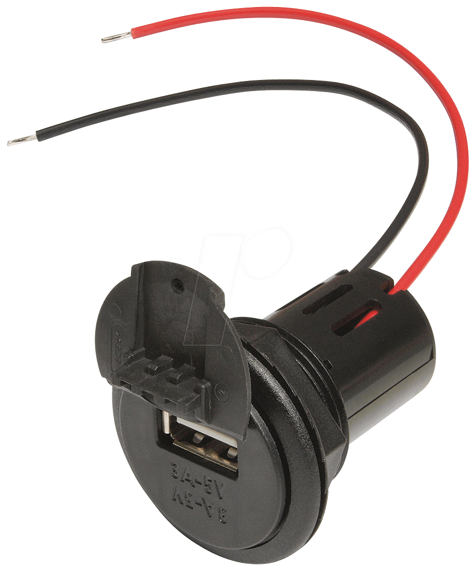 BST 93 D 3A: KFZ - USB charging socket, 8-34V, 5V - 3A, built-in, with  cover at reichelt elektronik