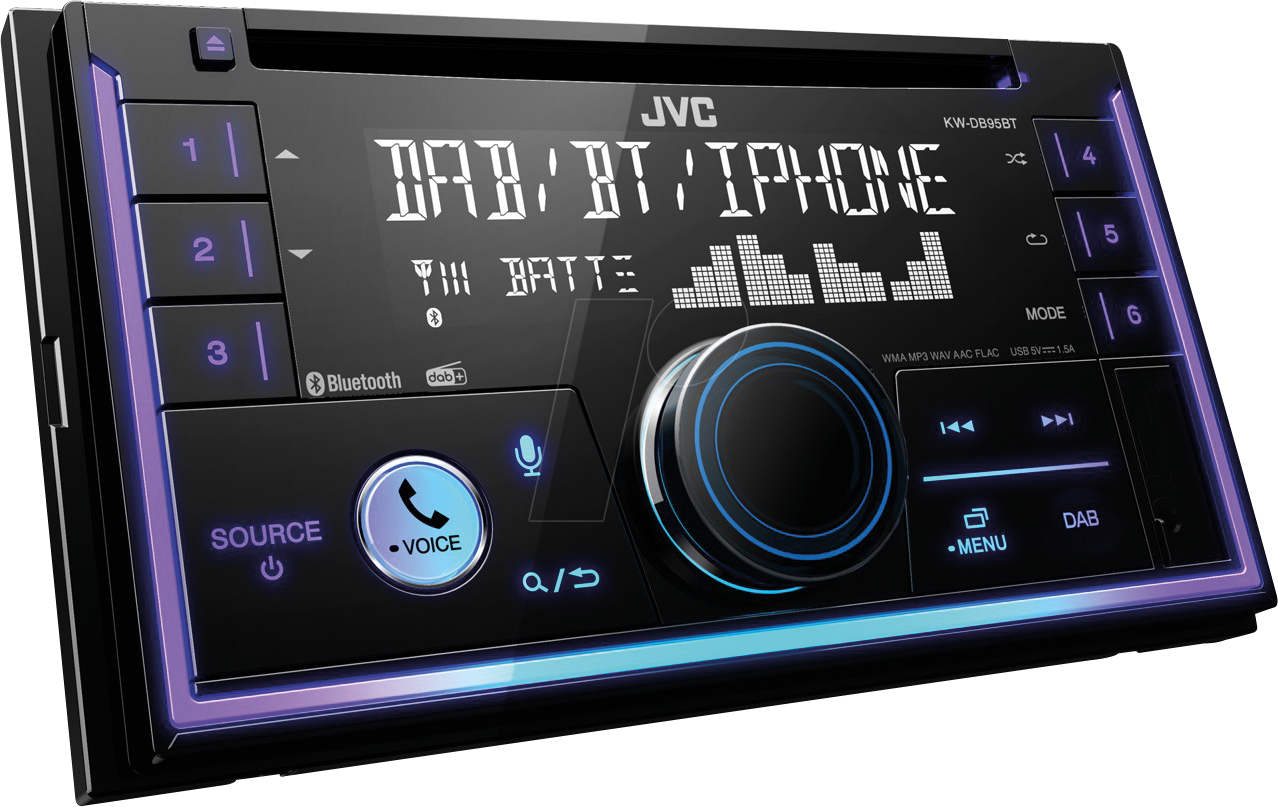 JVC KW-DB95BT: 2-Din car radio with DAB+ and Bluetooth at reichelt