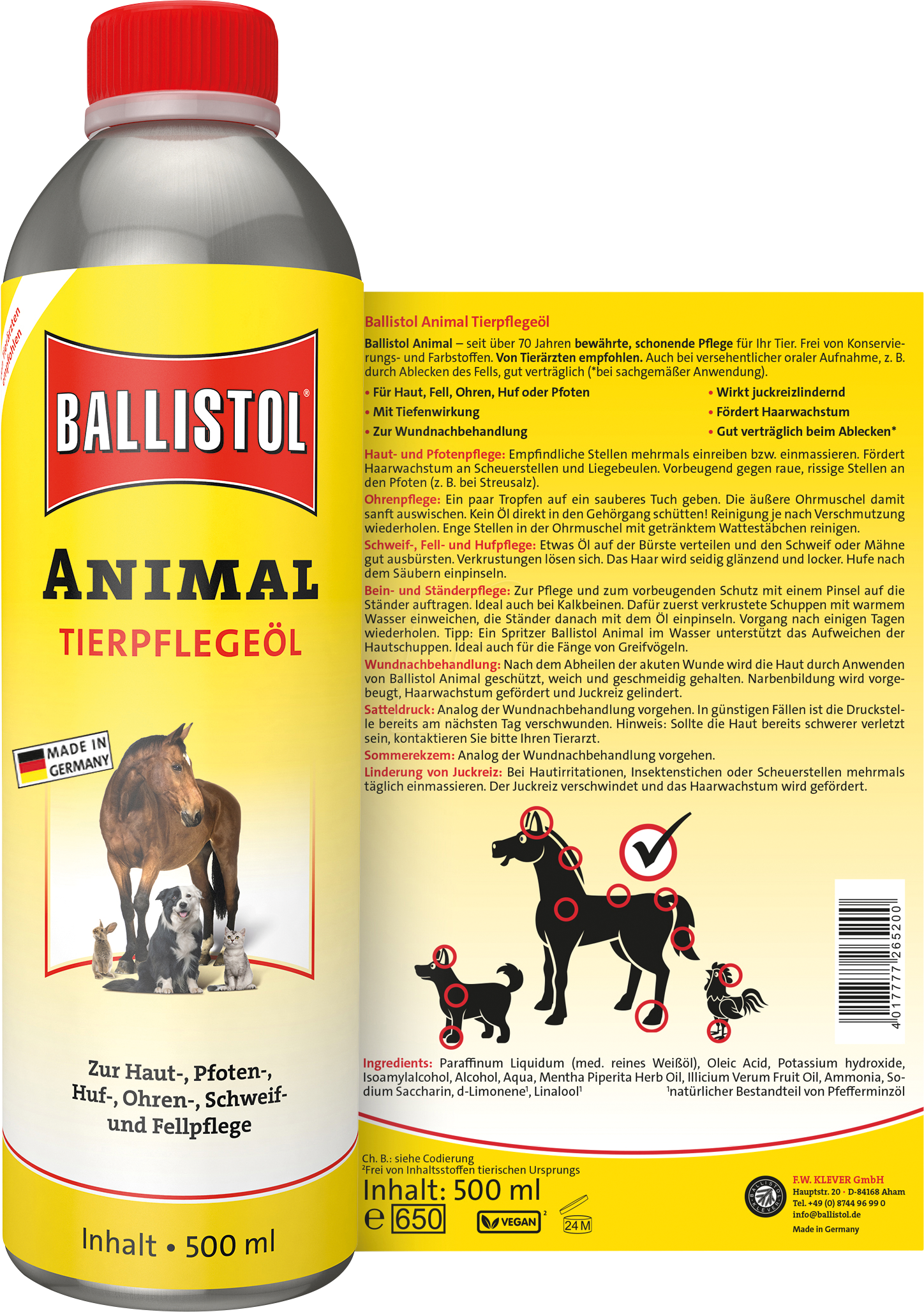 BALL 26520 - Ballistol Animal Tierpflegeöl, 500 ml