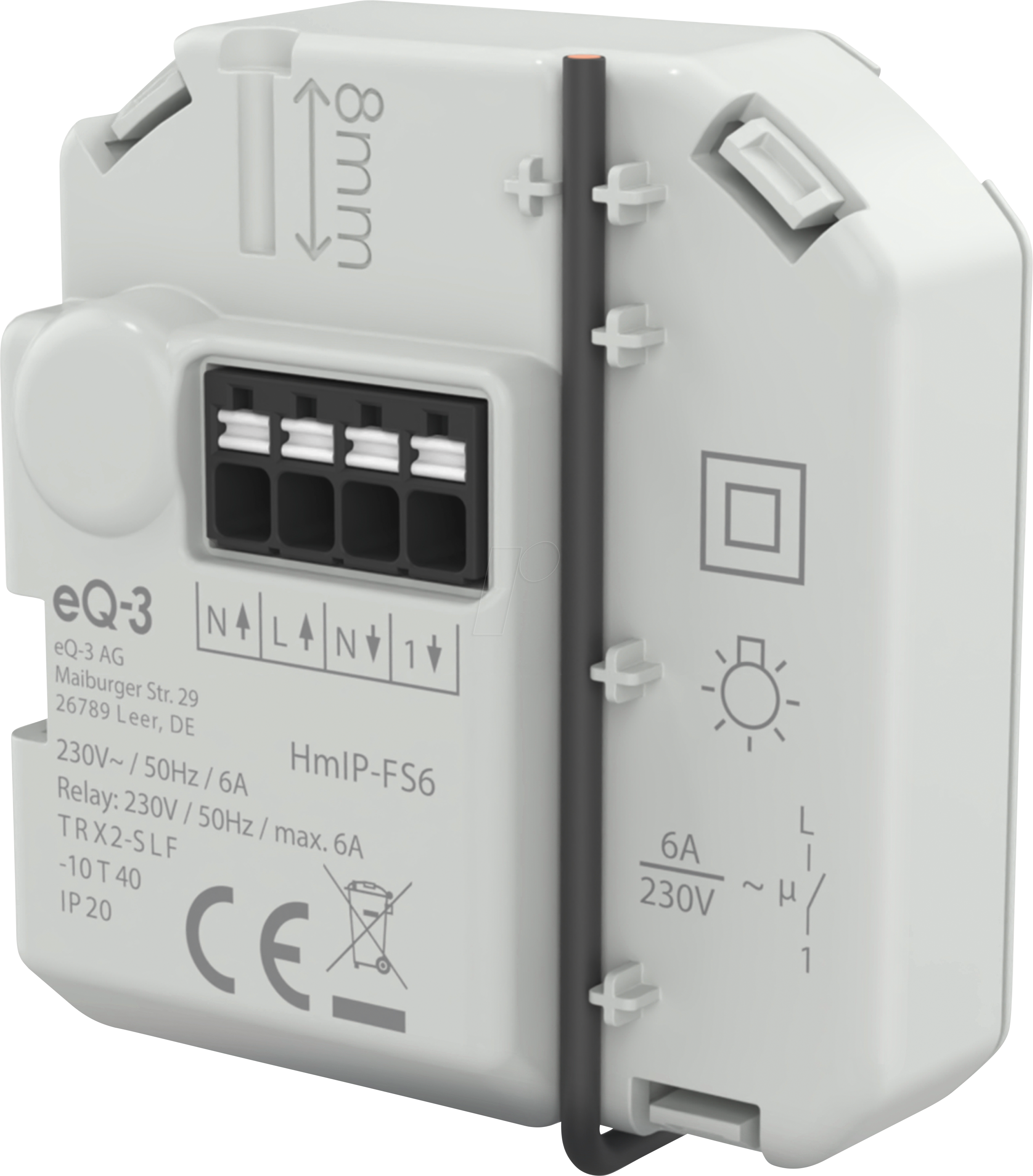 Homematic IP Schaltaktor (6 A) - zur Lichtsteuerung, Unterputz, 1-Kanal - 3er-Set