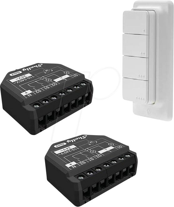 Image of SHELLY SH-01 - Shelly 2PM Gen3 2er-Pack + BLU RC Button 4 ZB
