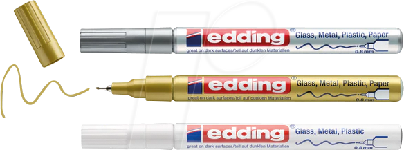 Edding Glanzlack-Marker edding 780 0,8mm weiß, gold, silber VE=3 Stück