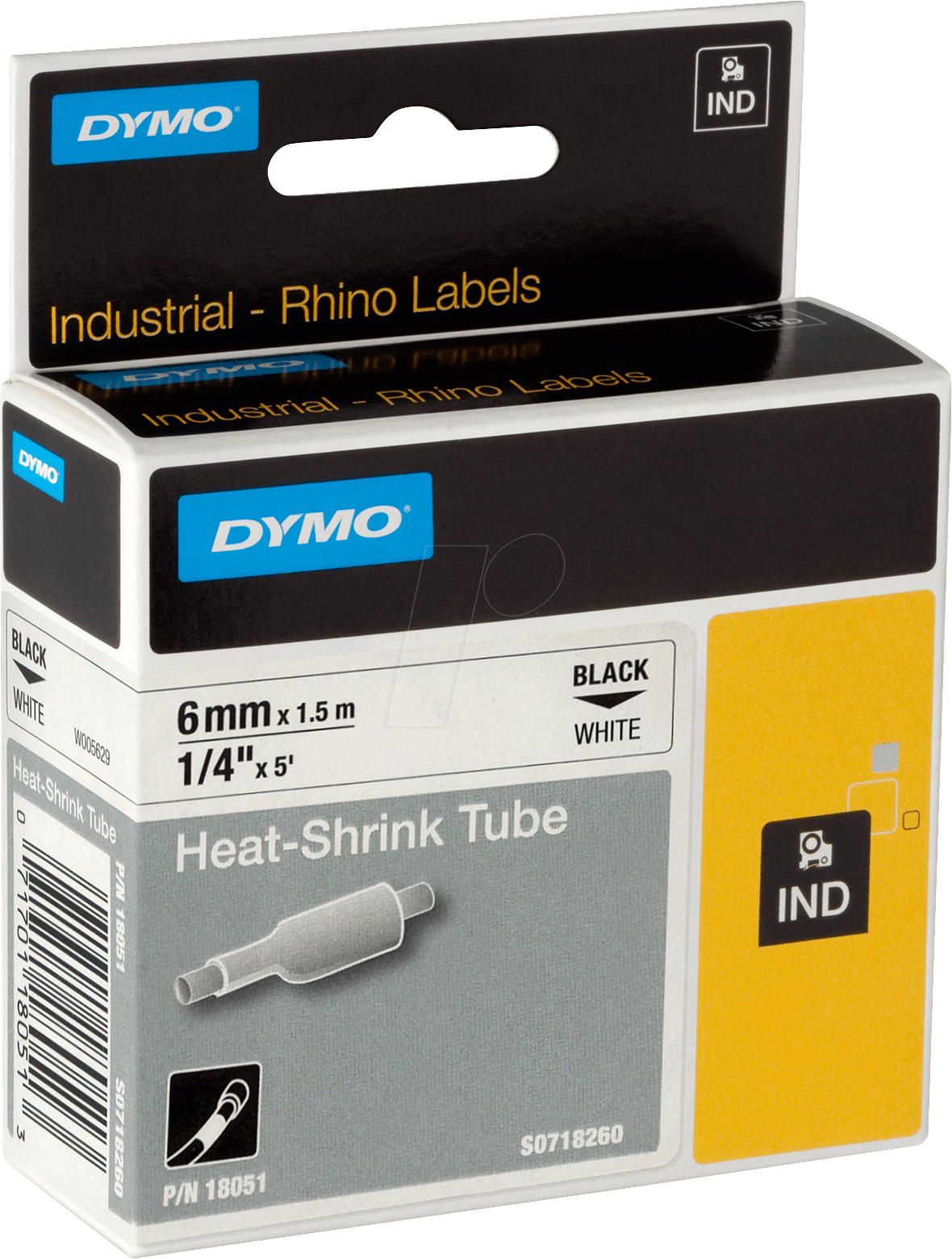 5x for DYMO Rhino 4200 5200 6000 IND Heat-Shrink Tube 18057 Label Tape 19mm 3/4" 