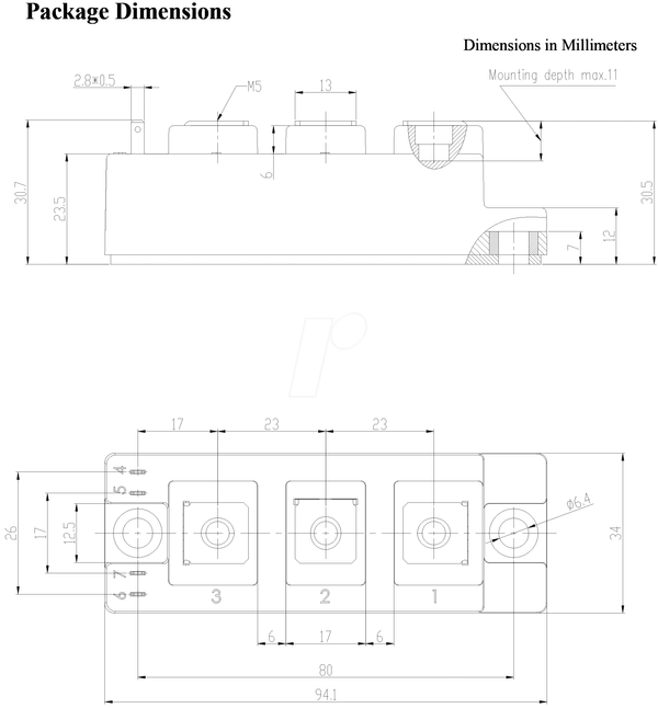 Модуль IGBT-матрицы, полумостовой, 1200 В, 100 А, корпус C1.0