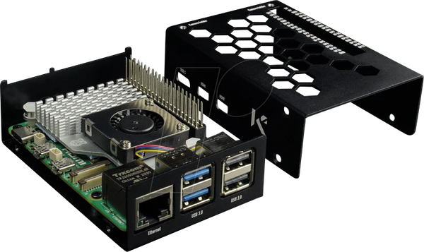 Корпус для Raspberry Pi 5, алюмінієвий, чорний