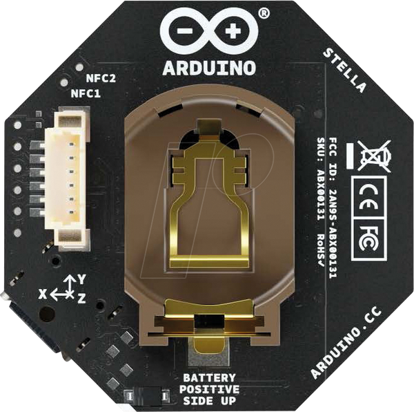 Arduino Stella, надширокосмуговий шлейф, nRF52840, TrueSense DCU040, USB-C