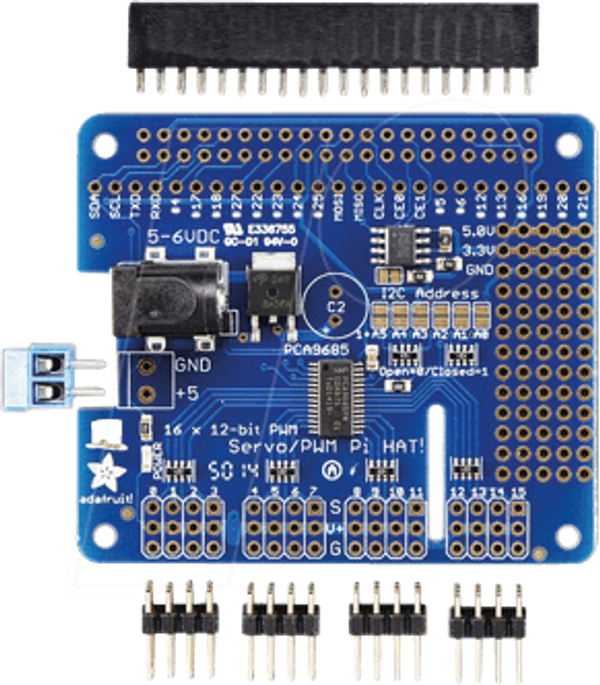 Raspberry Pi - Servo-HAT, 16-канальний ШІМ, PCA9685
